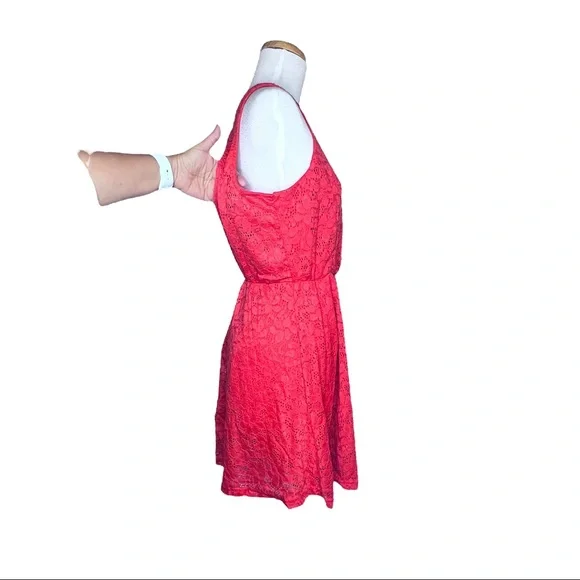 Cotton On Orange A Line Sleeveless Dress Scoop Neck Teardrop Keyhole Back Size L - Picture 3 of 9